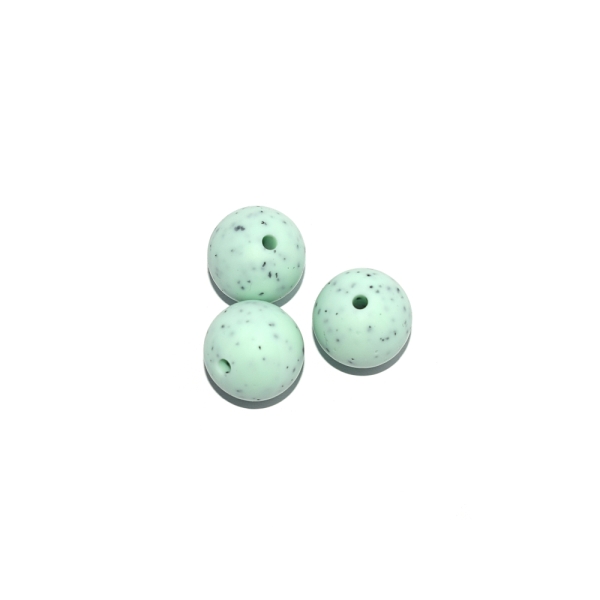 Perle ronde 15 mm silicone granite vert - Photo n°1