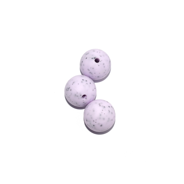 Perle ronde 15 mm silicone granite mauve - Photo n°1