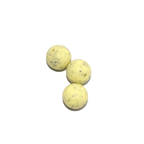 Perle ronde 15 mm silicone granite jaune - Photo n°1