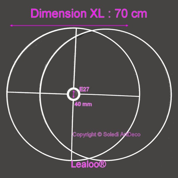 Grand Set d'Ossature Diamètre 70 cm pour suspension ou abat-jour, Anneaux ronds Epoxy blanc, pour do - Photo n°2