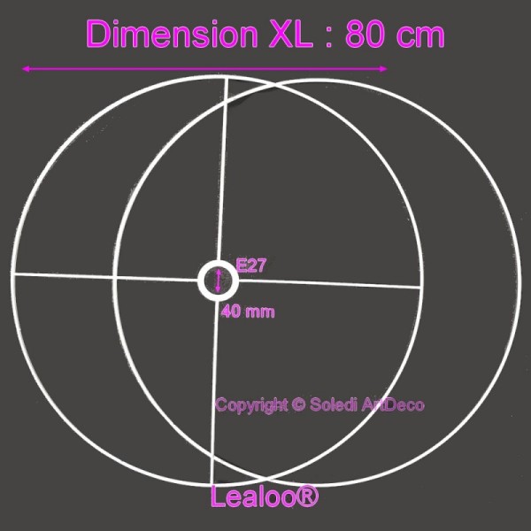 Grand Set d'Ossature Diamètre 80cm pour abat-jour, Anneaux ronds Epoxy blanc, pour douille diam 40mm - Photo n°1