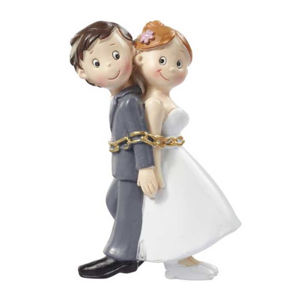 Figurine couple de mariés enchainé 8cm - Photo n°1