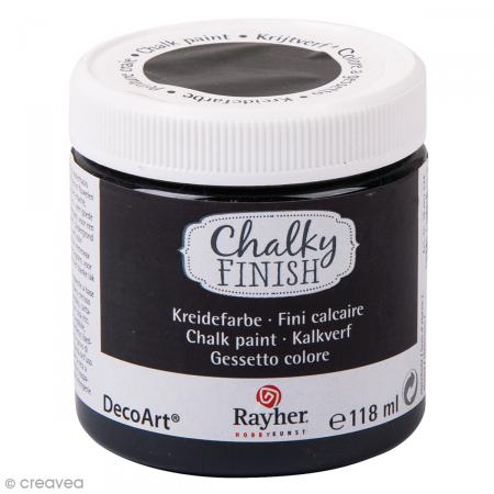 Peintures Chalky Finish Rayher - Noir bois d'ébène - 118 ml