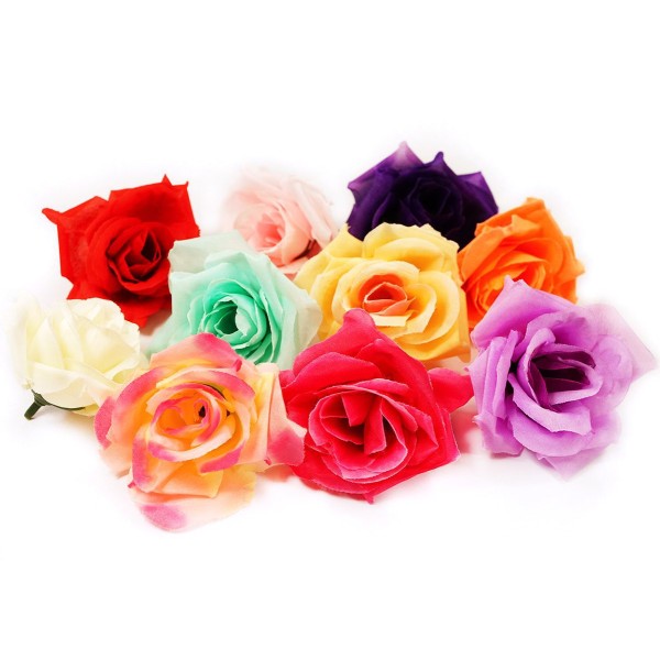 10pcs Mélange de Fleur de la Rose de la Tête de la Soie Artificielle de Bricolage Bandeau, Décor à l - Photo n°1