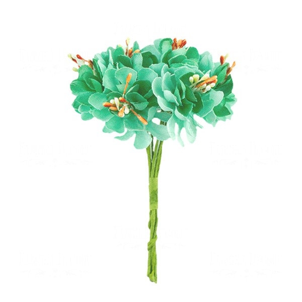 Bouquet de 6 Fleurs en papier avec tige VERT - Photo n°1