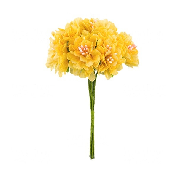 Bouquet de 6 Fleurs en papier avec tige ORANGE CLAIR - Photo n°1