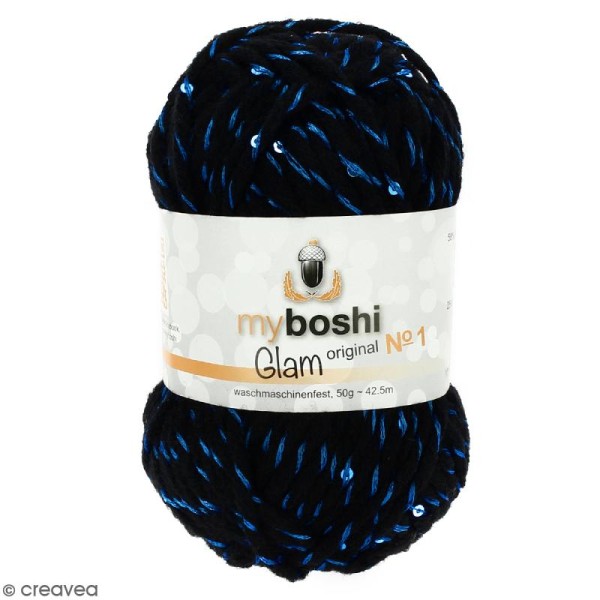 Laine à crocheter My Boshi Glam - Jupiter (Noir, bleu) - 50 g - Photo n°1
