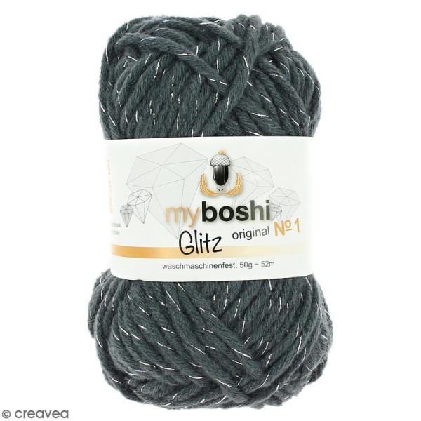 Laine à crocheter My Boshi Glitz - Mondstein (Gris) - 50 g - Photo n°1