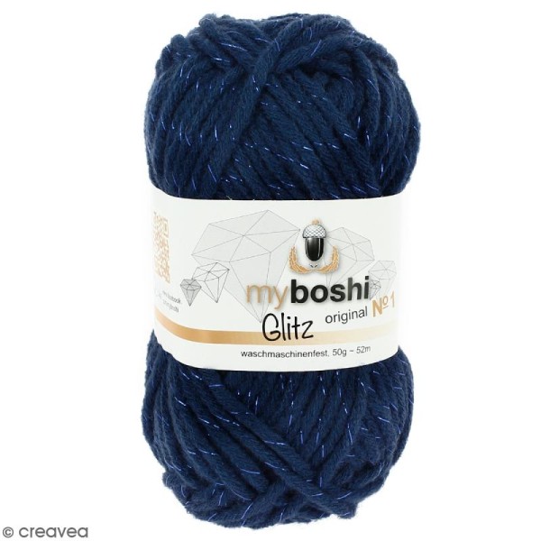 Laine à crocheter My Boshi Glitz - Kyanit (Bleu nuit) - 50 g - Photo n°1