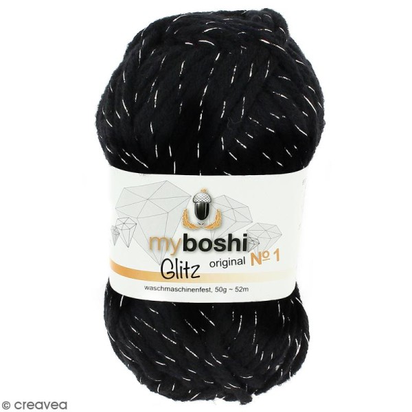 Laine à crocheter My Boshi Glitz - Onyx (Noir) - 50 g - Photo n°1