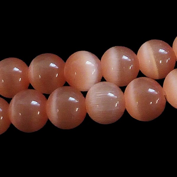 Fil de 66 perles rondes oeil de chat 6mm 6 mm orange moyen 27 - Photo n°1