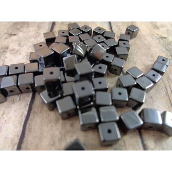 20 Perle Hematite Cube Noir 4mm Non-Magnetique Creation bijoux, bracelet, Collier - Photo n°3