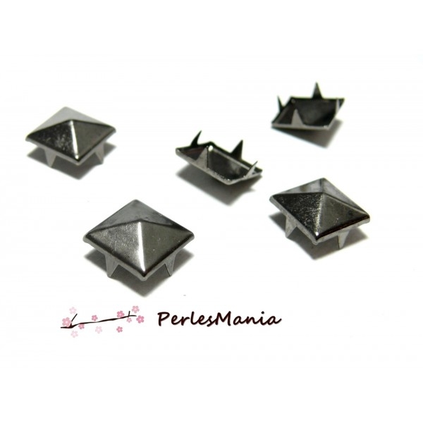 PAX 100 clous rivet 6mm pyramide carre 4 griffes couleur GUN METAL - Photo n°1