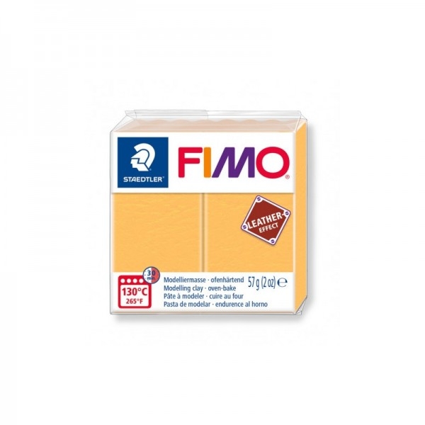 1 pain 56g pate polymère FIMO Effet CUIR Jaune Yellow safran 8010-109 - Photo n°1