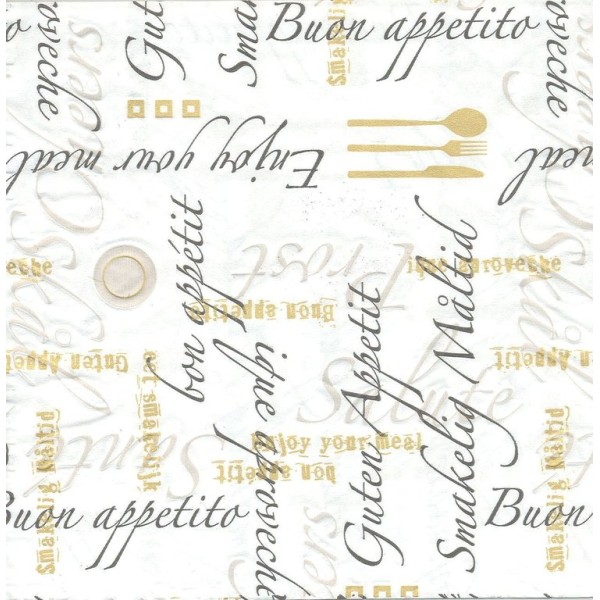 4 Serviettes en papier Gaufrées Cuisine Bon Appétit Format Lunch Decopatch 24010 Paper+Design - Photo n°1