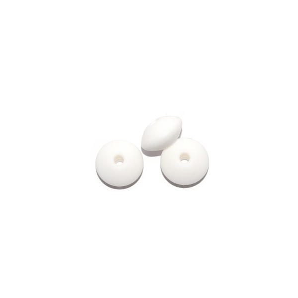 Perle lentille 10 mm en silicone blanc - Photo n°1