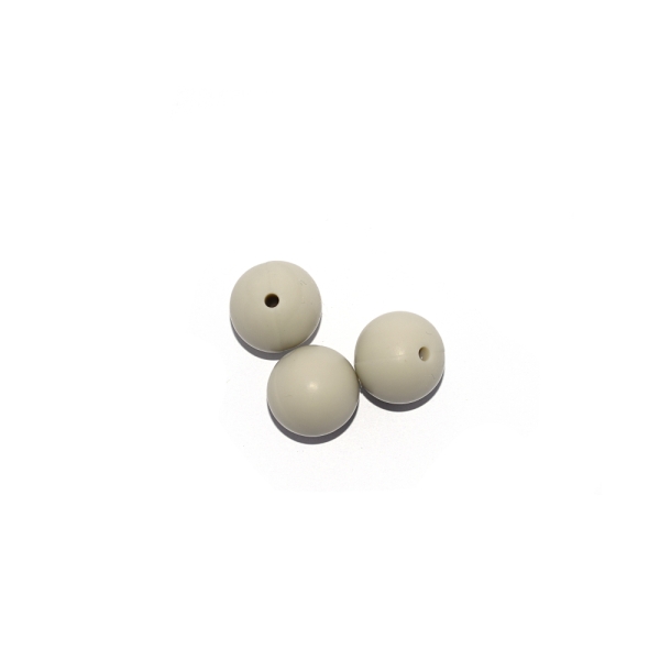 Perle ronde 12 mm en silicone gris clair - Photo n°1