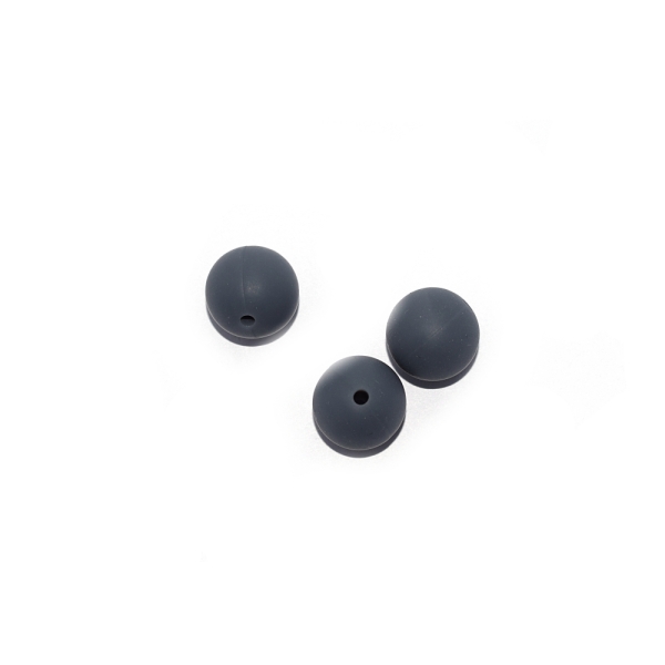 Perle ronde 12 mm en silicone gris foncé - Photo n°1