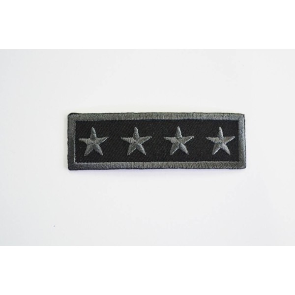 Application à thermocoller barrette militaire bordée étoile noir et gris 20mm x 60mm - Photo n°1
