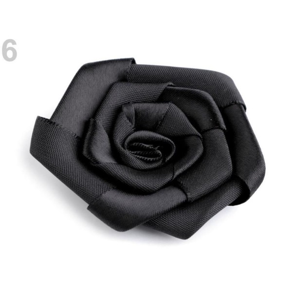 1pc 6 Noir Satin Rose Ø50mm, Coudre-sur Appliques de Fleurs, de Vêtements, de Chaussures Décor Et le - Photo n°1