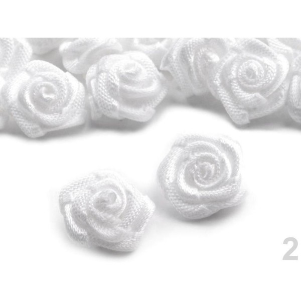 10pc 2 Tissu Blanc Rose Ø15mm, Coudre-sur Appliques de Fleurs, de Vêtements, de Chaussures Décor Et - Photo n°1