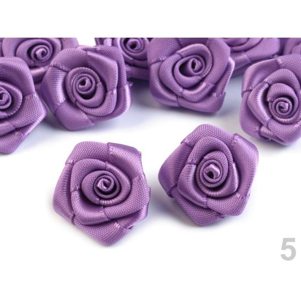 10pc 5 Violet en Satin Rose Ø20mm, Coudre-sur Appliques de Fleurs, de Vêtements, de Chaussures Décor - Photo n°1