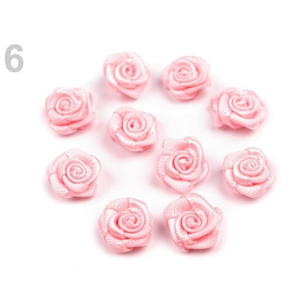10pc 6 Rose Ombre Décoratif en Satin Rose Ø10mm, Coudre-sur Appliques de Fleurs, de Vêtements, de Ch - Photo n°1