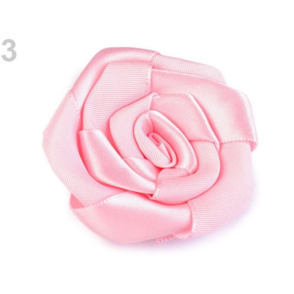 1pc 3 Rose clair Satin Rose Ø50mm, Coudre-sur Appliques de Fleurs, de Vêtements, de Chaussures Décor - Photo n°1