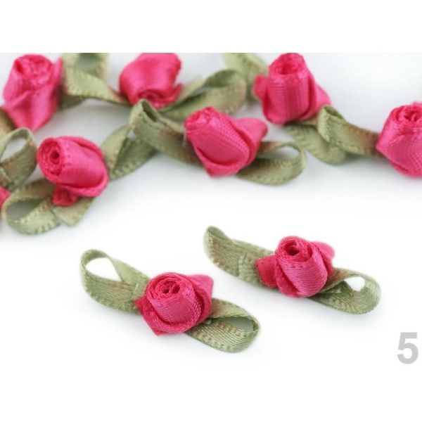 10pc 5 de Satin Rose Rose / Rosebud Avec des Feuilles, Coudre-sur Appliques de Fleurs, de Vêtements, - Photo n°1