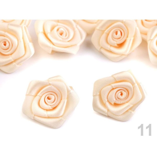 10pc 11 Light Peach Rose Satin Ø20mm, Coudre-sur Appliques de Fleurs, de Vêtements, de Chaussures Dé - Photo n°1