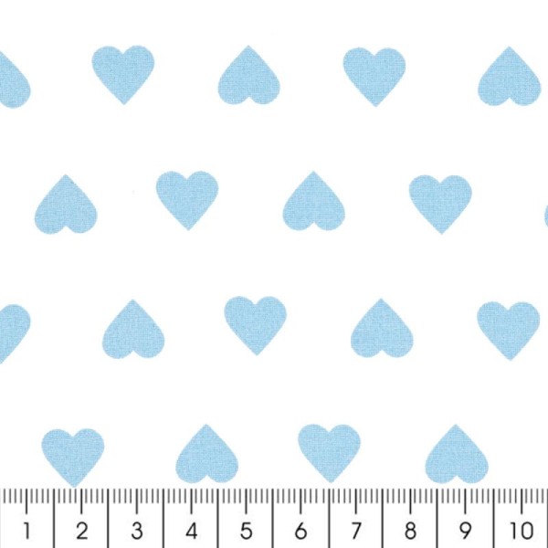 Tissu Rico Design - Coeur bleu - A la coupe par 10 cm (sur mesure) - Photo n°2