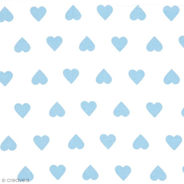 Tissu Rico Design - Coeur bleu - A la coupe par 10 cm (sur mesure) - Photo n°1