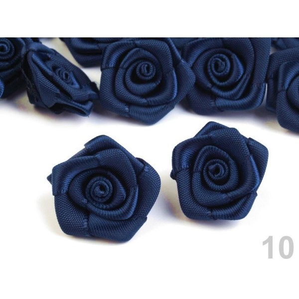 10pc 10 Paris de Satin Bleu, Rose Ø20mm, Coudre-sur Appliques de Fleurs, de Vêtements, de Chaussures - Photo n°1