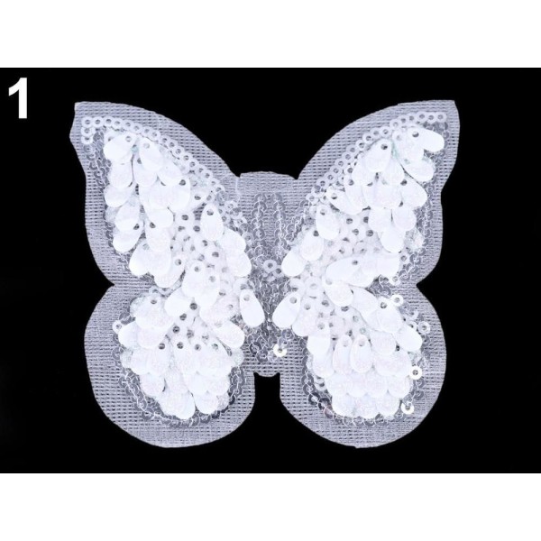 1pc Blanc au Fer à repasser Patch Papillon Avec Paillettes, des Patchs, Coudre-sur, Et à la réflexio - Photo n°1