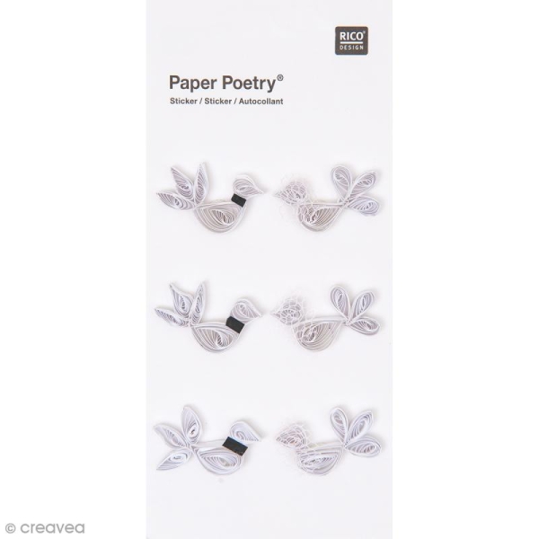 Stickers Quilling Mariage pigeon - 6 pcs - Photo n°1
