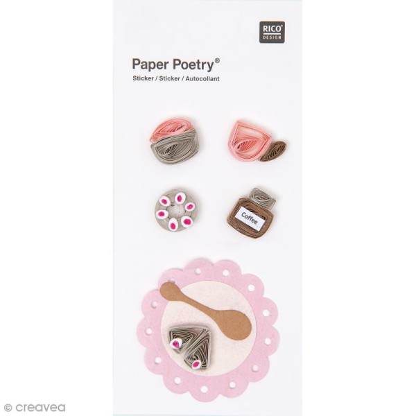Stickers Quilling Goûter rose clair - 5 pcs - Photo n°1
