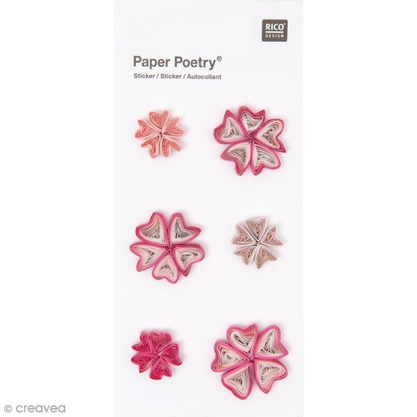 Stickers Quilling Fleur cerisier - 6 pcs - Photo n°1