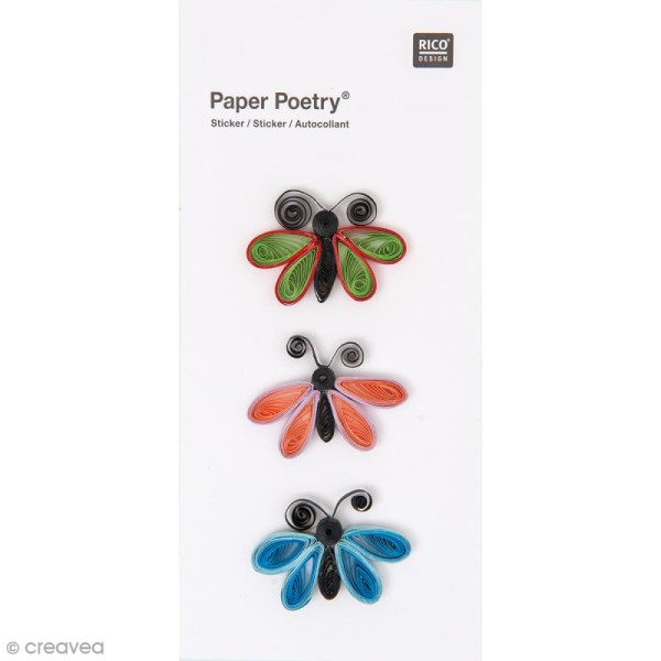 Stickers Quilling Papillons - 3 pcs - Photo n°1