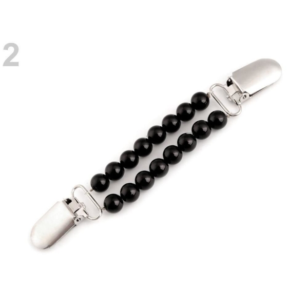 1pc 2 Noir Cardingan / Clip de Fixation Avec des Perles, le Cardigan, des Clips, des Vêtements, des - Photo n°1