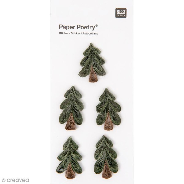 Stickers Quilling Sapins - 5 pcs - Photo n°1