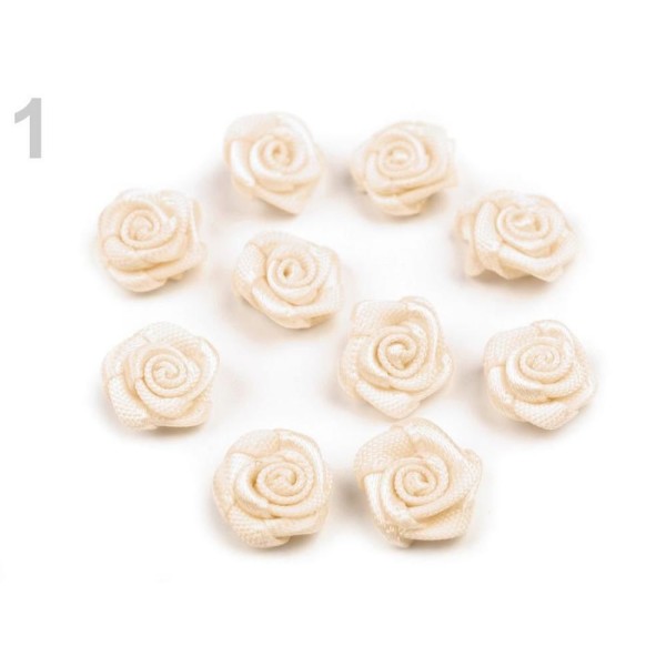 10pc 1 Huile d'Amande Décoratif en Satin Rose Ø10mm, Coudre-sur Appliques de Fleurs, de Vêtements, d - Photo n°1