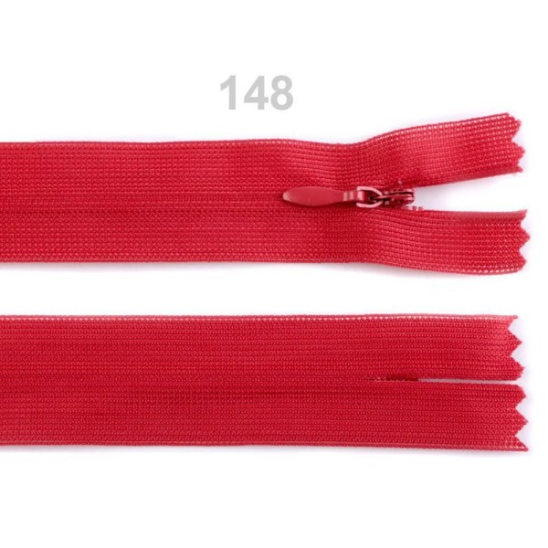 1pc Haut Risque Rouge Invisible en Nylon à fermeture éclair Largeur de 3mm Longueur 60cm Dederon, un - Photo n°1