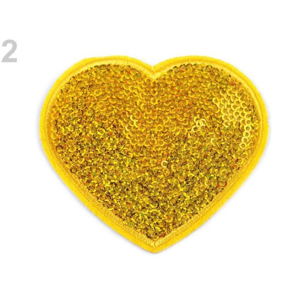 1pc 2 Or Ab au Fer à repasser Patch Coeur Avec des Paillettes, des Patchs, Coudre-sur, Et à la réfle - Photo n°1
