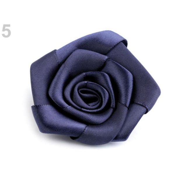1pc 5 Bleu Foncé Satin Rose Ø50mm, Coudre-sur Appliques de Fleurs, de Vêtements, de Chaussures Décor - Photo n°1