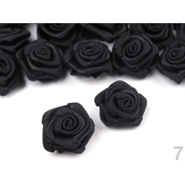 10pc 7 Tissu Noir Rose Ø15mm, Coudre-sur Appliques de Fleurs, de Vêtements, de Chaussures Décor Et l - Photo n°1