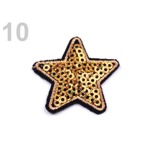 2pc 10 Or le Lieutenant. de Fer Sur le Patch Étoiles Avec des Paillettes, des Patchs, Coudre-sur, au - Photo n°1