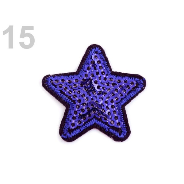 2pc Bleu Foncé Fer Sur le Patch Étoiles Avec des Paillettes, des Patchs, Coudre-sur, au Fer Et à la - Photo n°1