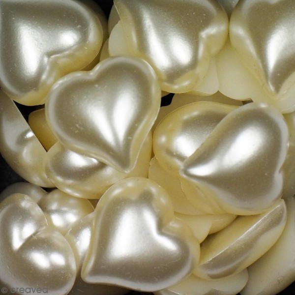Coeurs en résine - Blanc ivoire - 30 pcs - Photo n°2