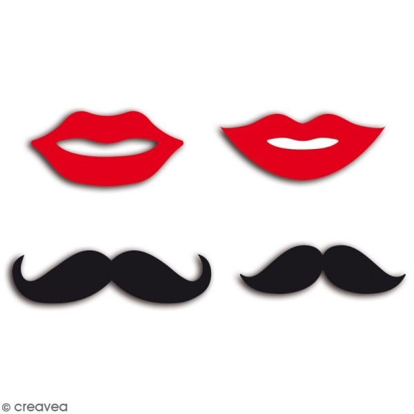 Die cuts Moustaches et baisers - 35 x 40 mm environ - 40 pcs - Photo n°2