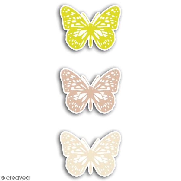 Die cuts Papillons taupes, verts et beiges - 48 x 36 mm - 24 pcs - Photo n°4